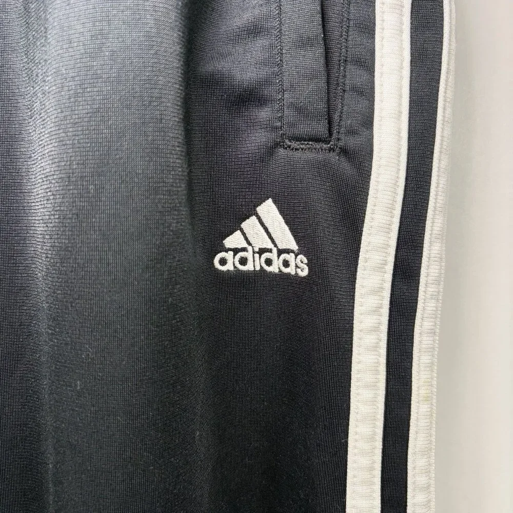 Vintage Y2K Adidas Tear Away Track Pants Mens Large Black Three Stripe 34x31